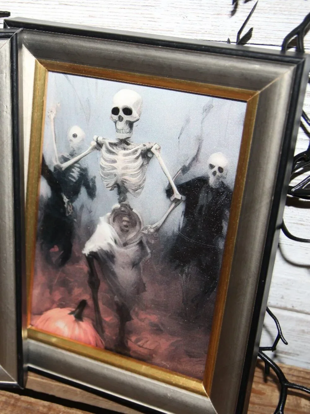 Dark Moody Gothic Dancing Skeletons Halloween Picture Set